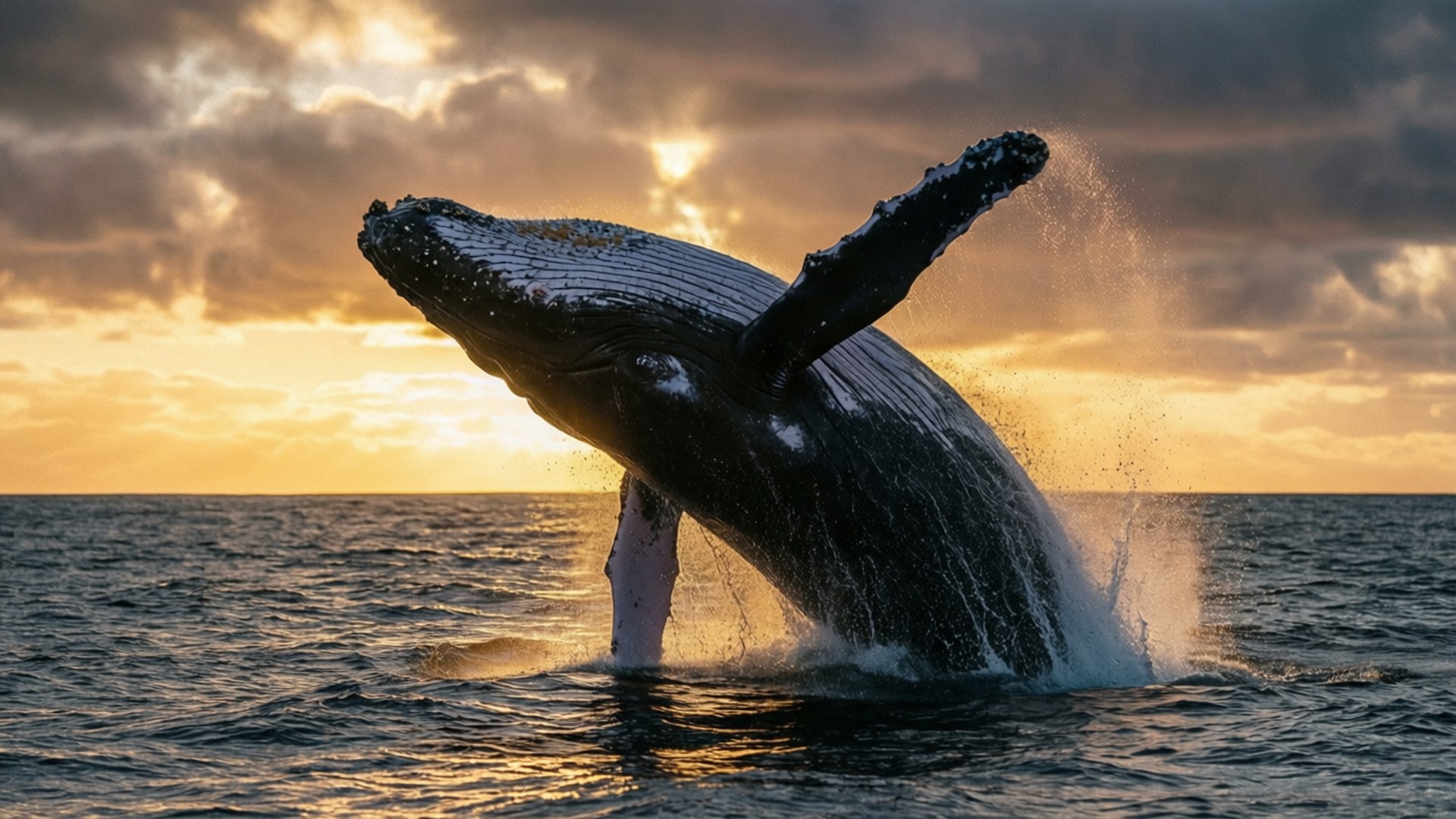 whale, humpback whale, sunset, Full HD Desktop Wallpaper