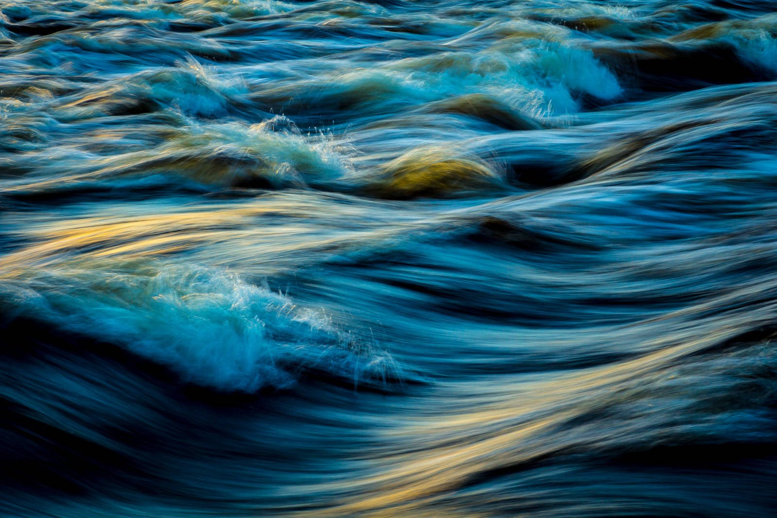 Rippling Ocean Desktop, deep blue, golden yellow, HD Desktop Wallpaper