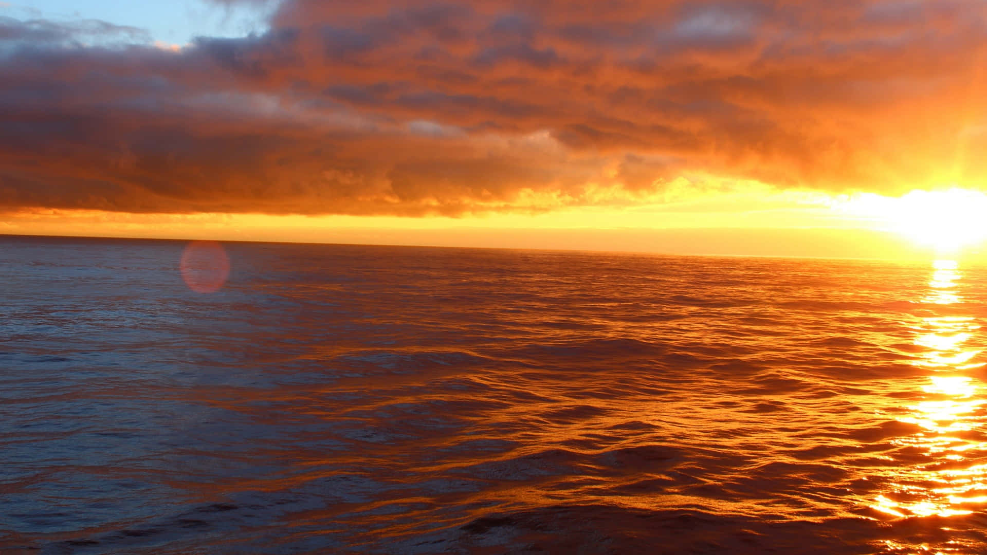 Pretty Ocean, fiery sunset, ocean, Full HD Desktop Wallpaper
