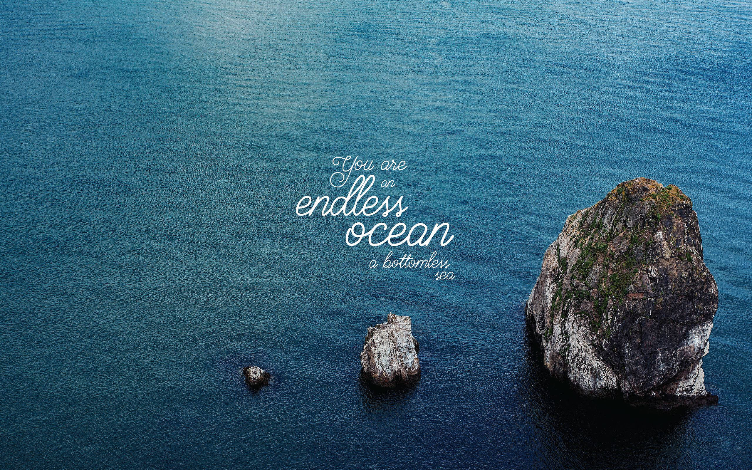 Ocean Desktop, rugged sea stacks, deep blue ocean, 2K Desktop Wallpaper