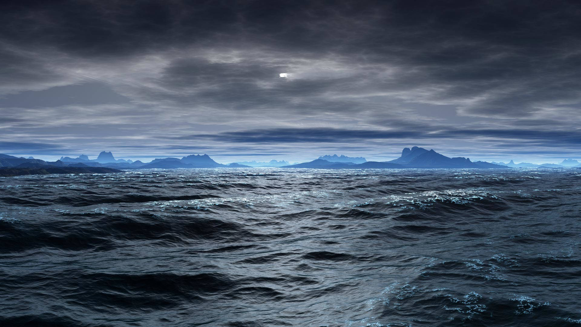 stormy Pacific Ocean, dark ocean, stormy sky, Full HD Desktop Wallpaper