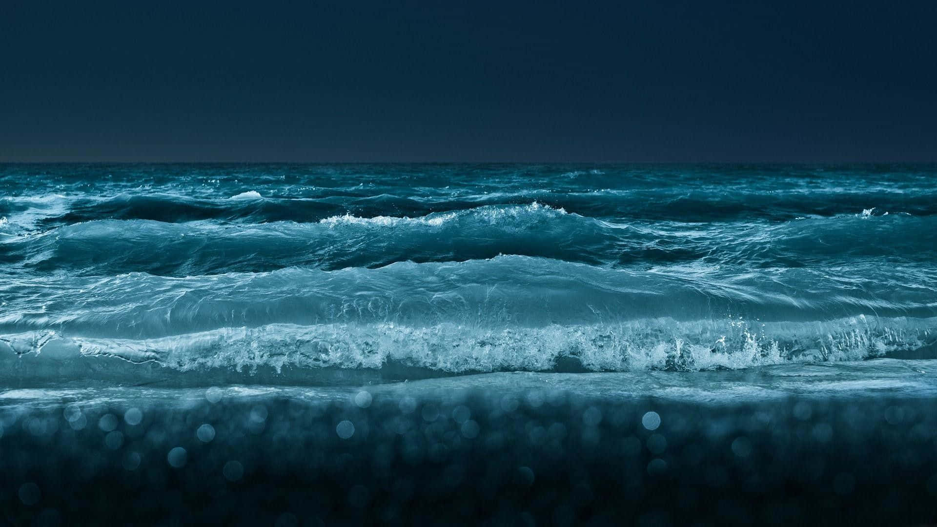 Ocean Storm, turquoise waves, dark shore, Full HD Desktop Wallpaper