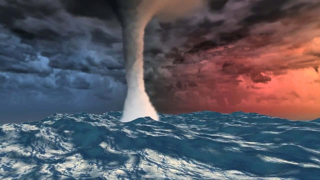 Ocean Storm, waterspout, turbulent blue waves, HD Desktop Wallpaper