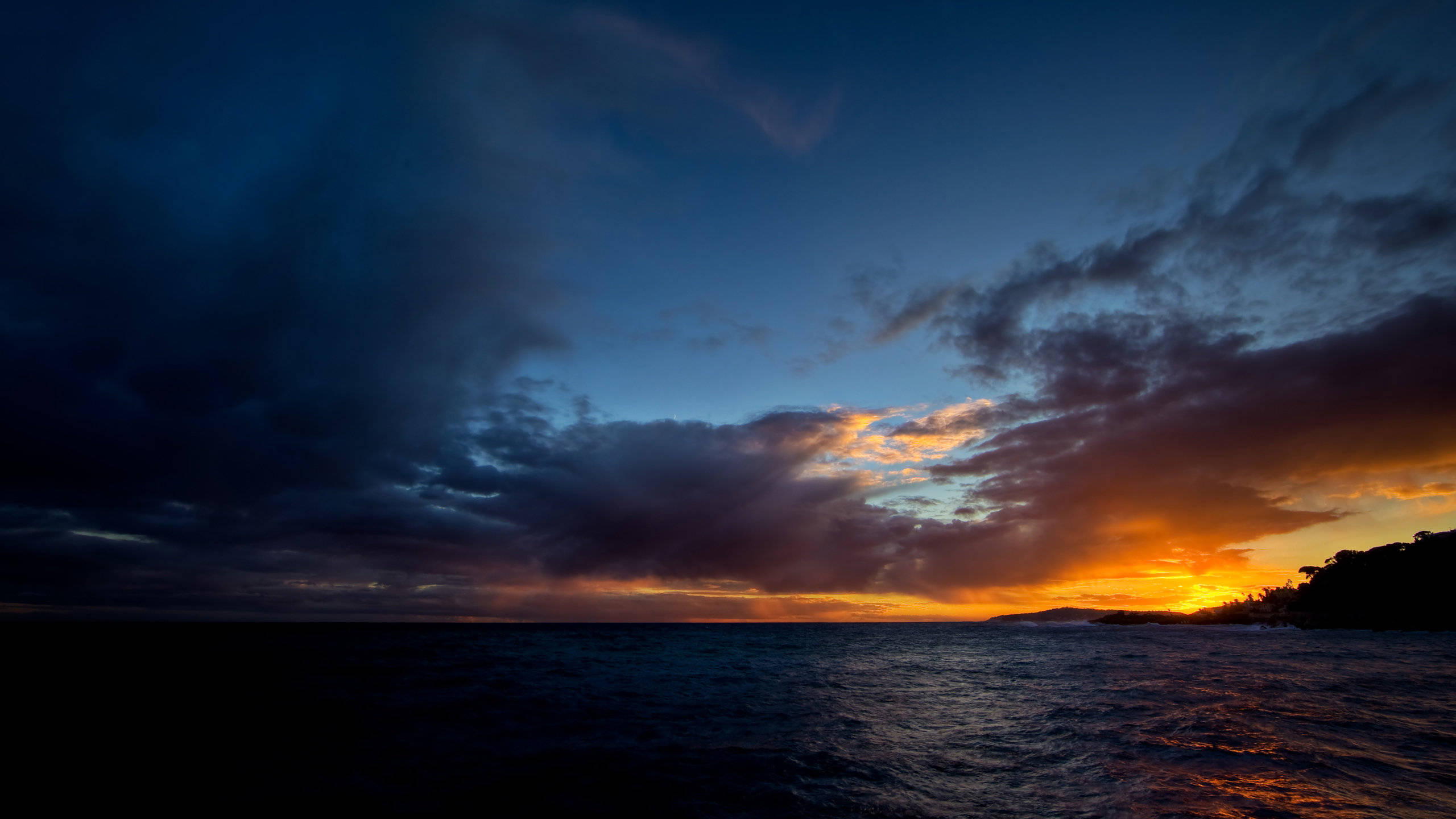 2560x1440, nature stormy sea, dramatic sunset, 2K Desktop Wallpaper