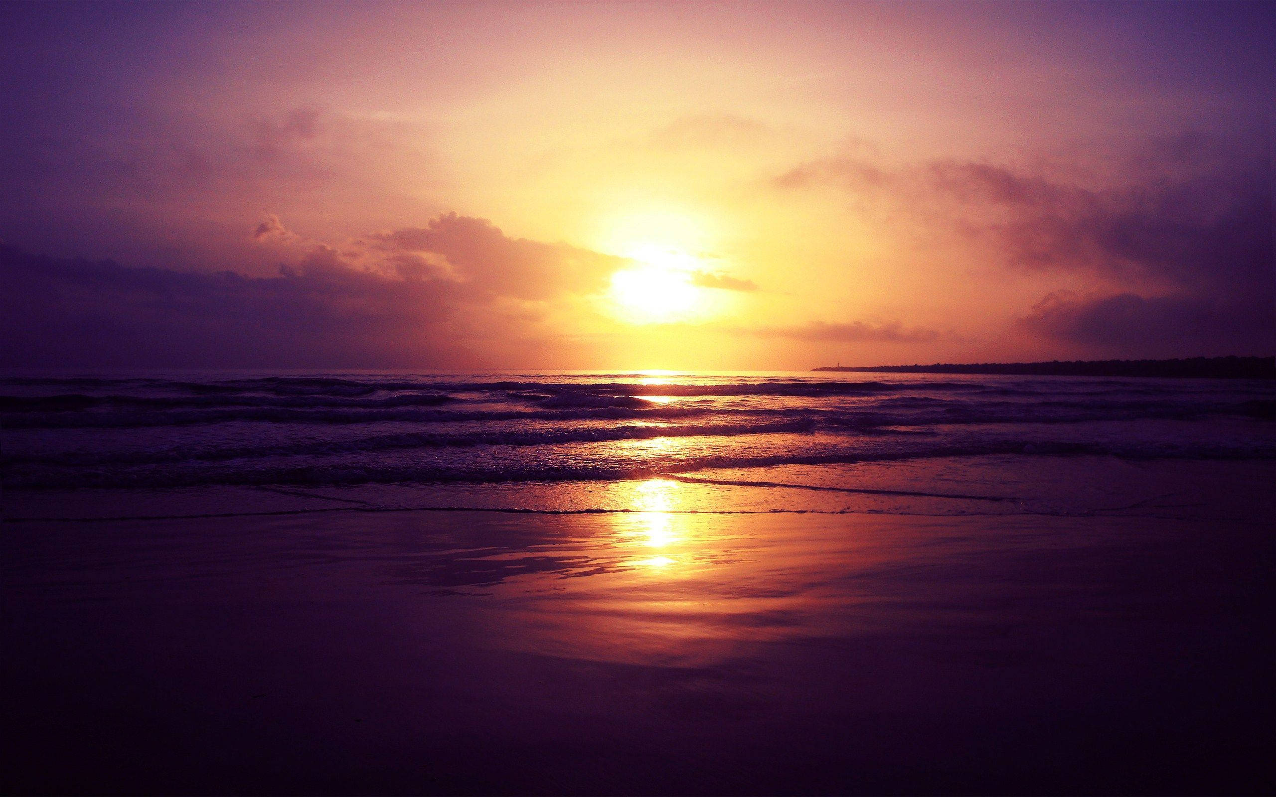 sunset, beach, ocean, 2K Desktop Wallpaper