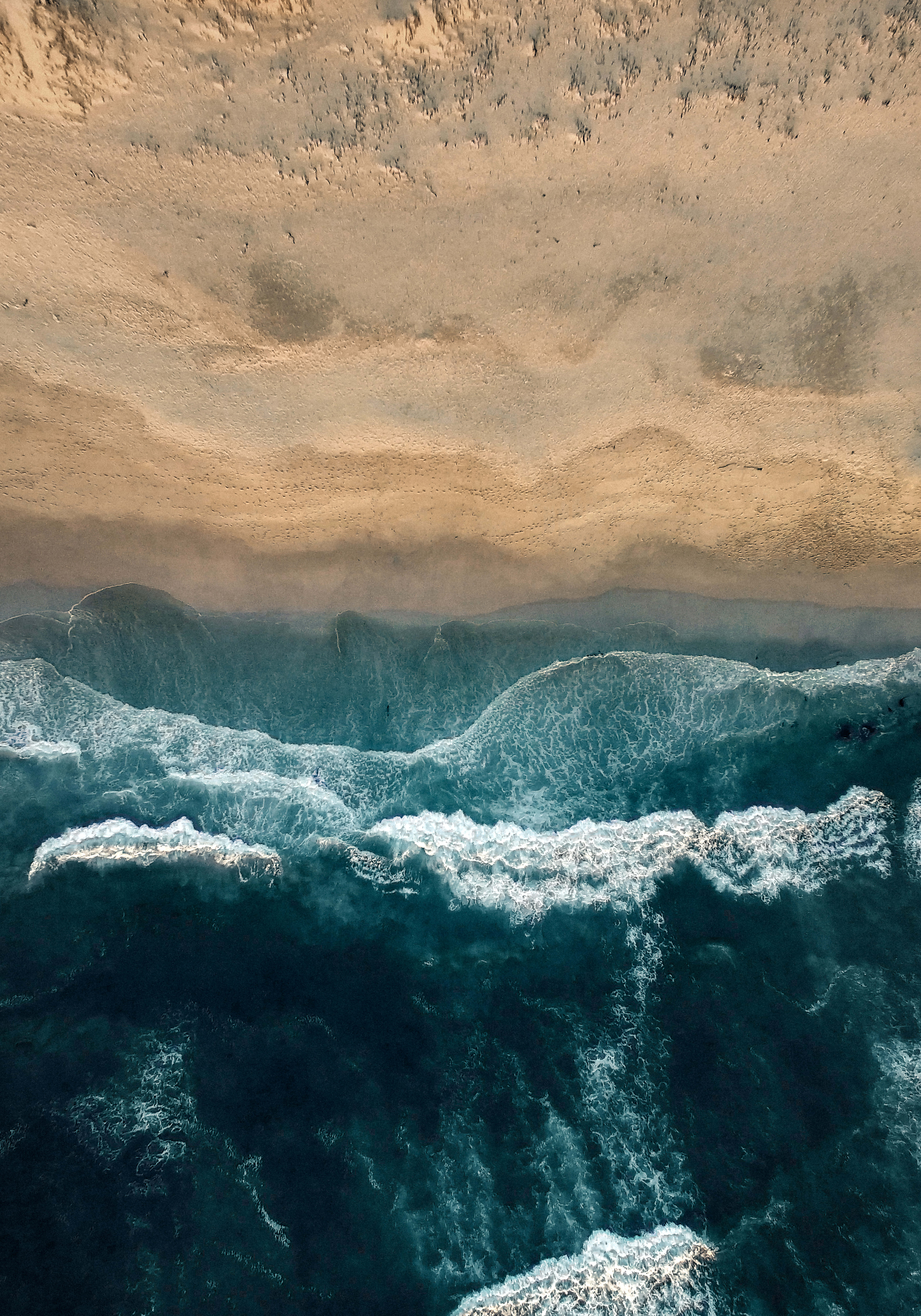 Ocean Tides, sunset sky, turquoise waves, 8K Phone Wallpaper