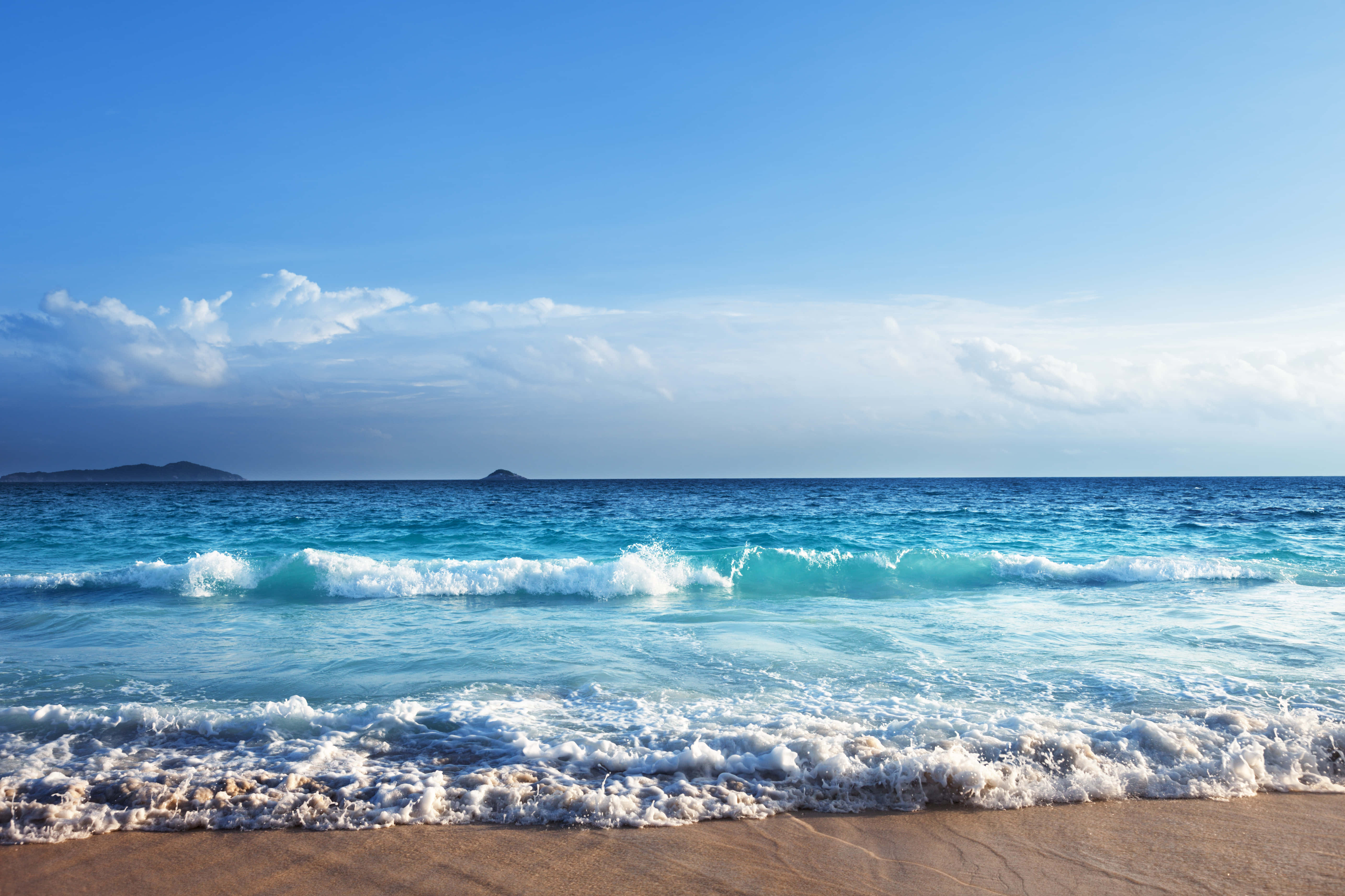high tide, dusk, turquoise waves, 5K Desktop Wallpaper
