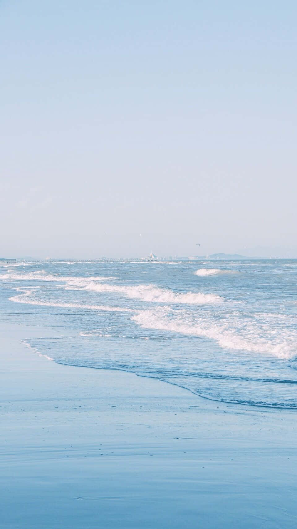 serene blue beach waves, soft blue waves, calm sandy beach, HD Phone Wallpaper