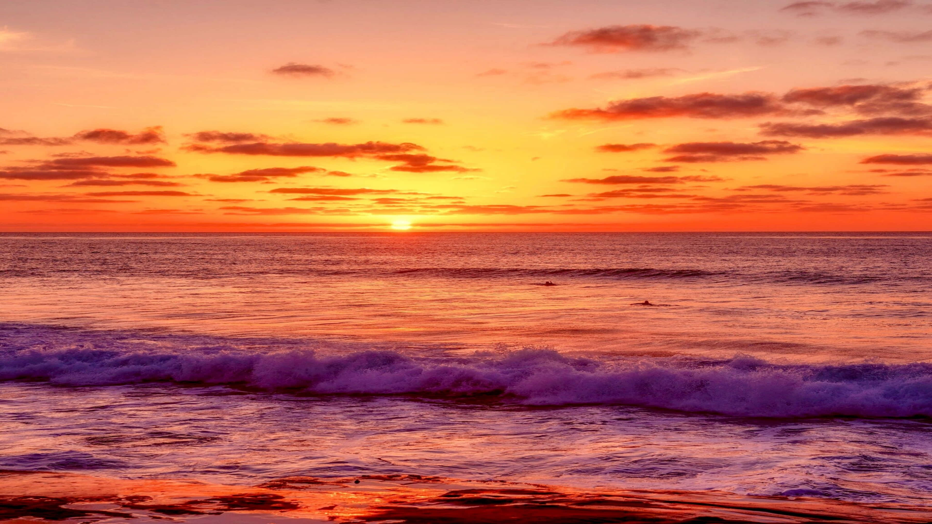 Ocean View, Red Sunset, 4K iPad, 4K Desktop Wallpaper