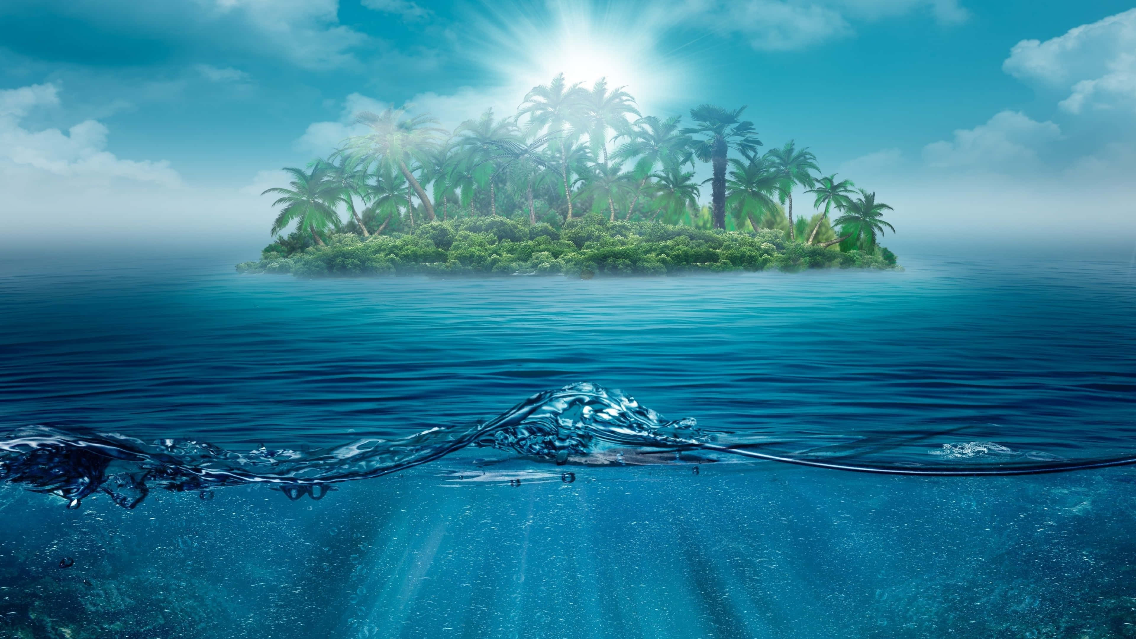 Ocean 4K iPad, tropical island, palm trees, 4K Desktop Wallpaper