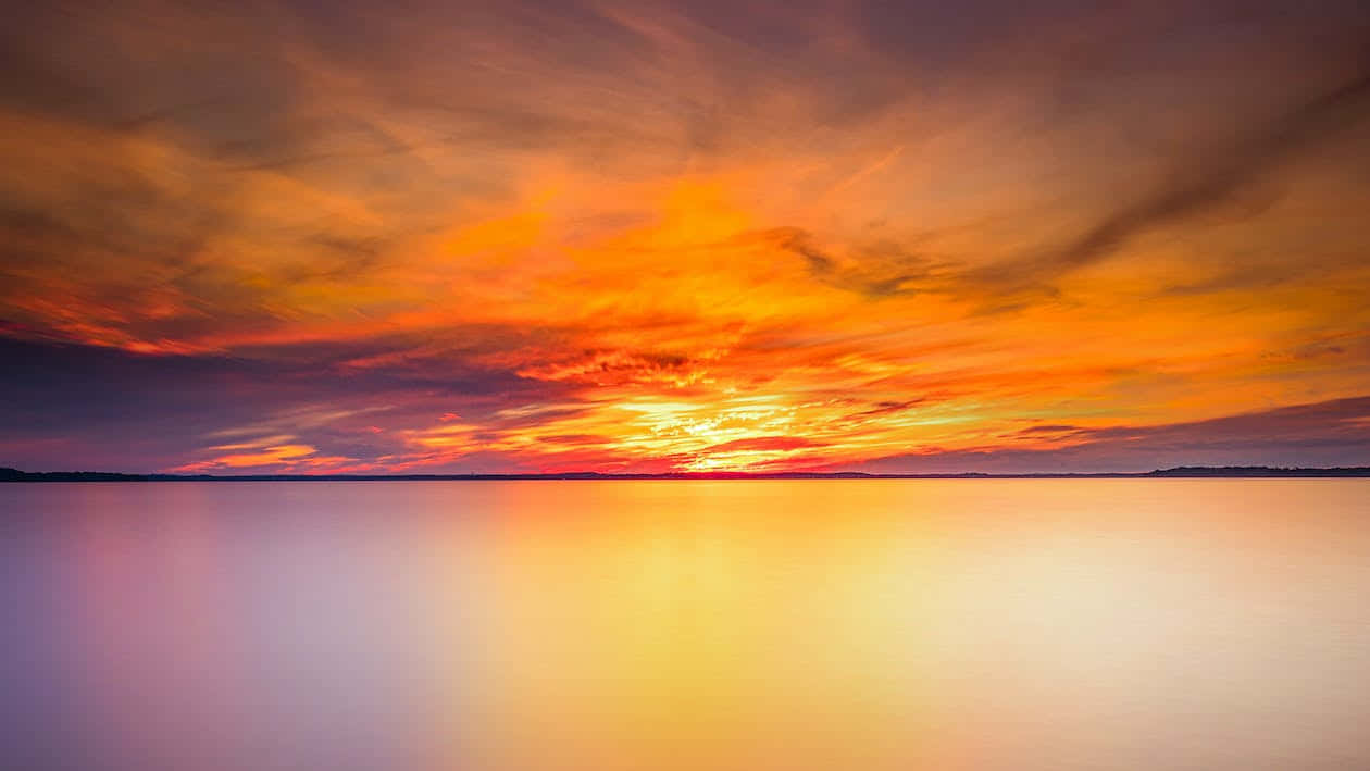 sunset, fiery oranges, purples, SD Desktop Wallpaper