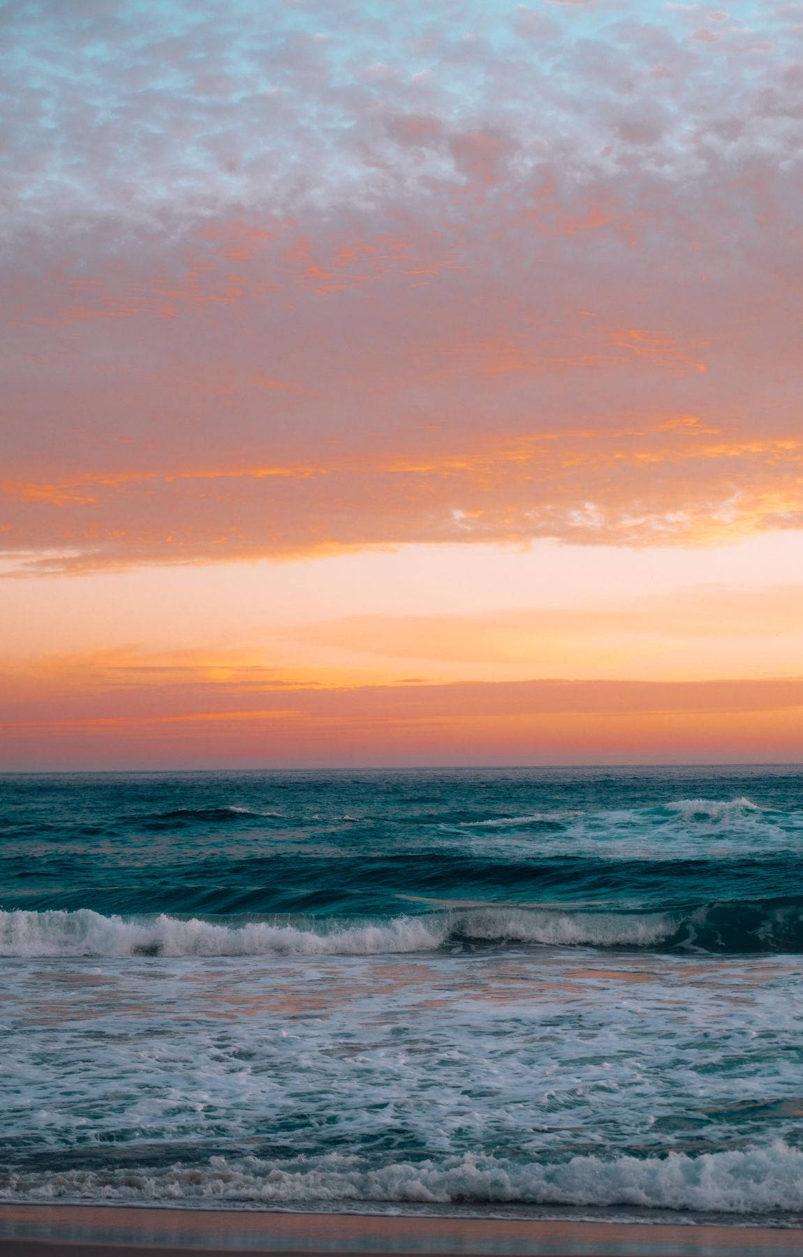 vivid blue, orange beach sunrise, turquoise ocean, HD Phone Wallpaper