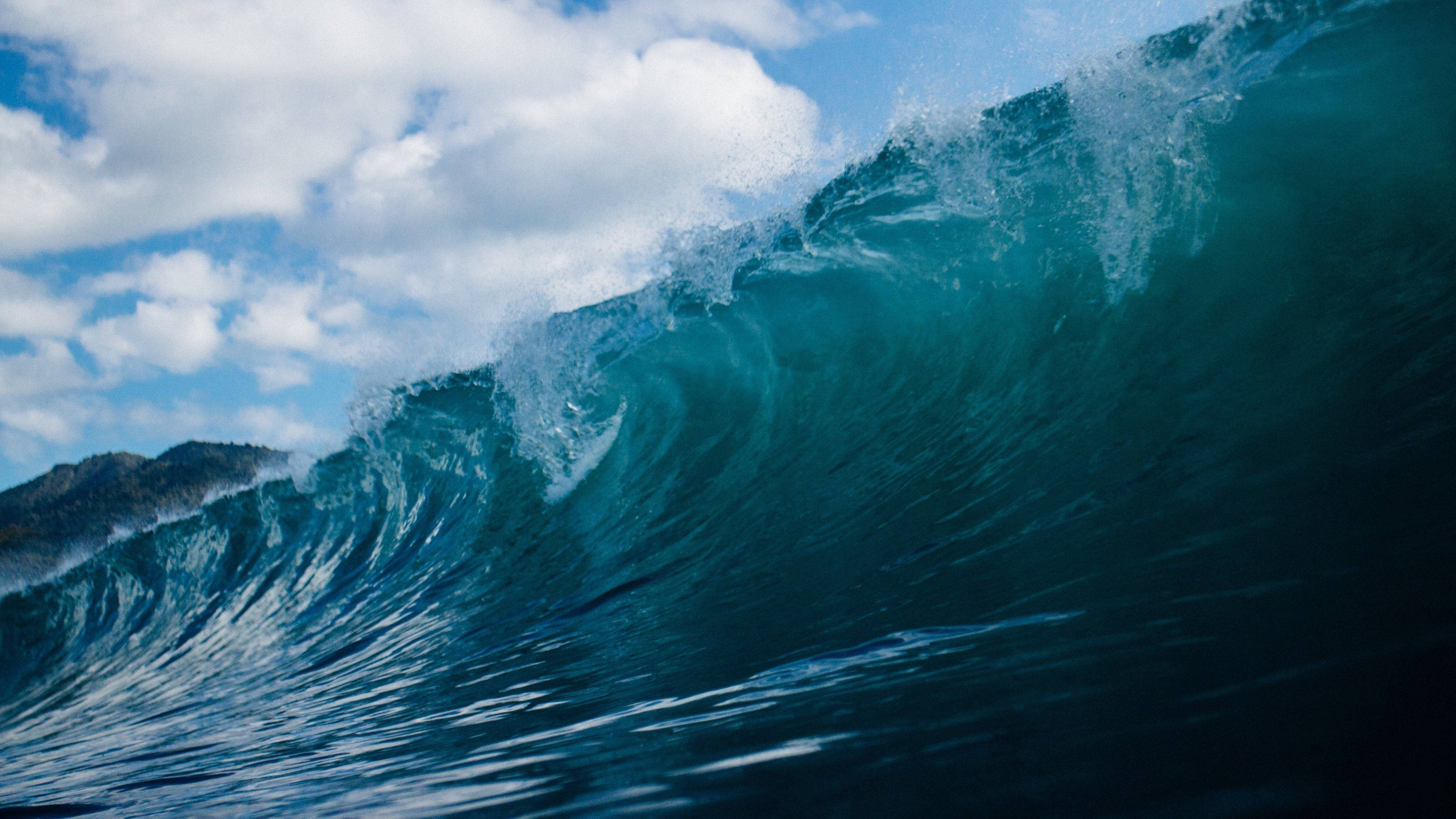Ocean Waves, turquoise, bright blue, 4K Desktop Wallpaper