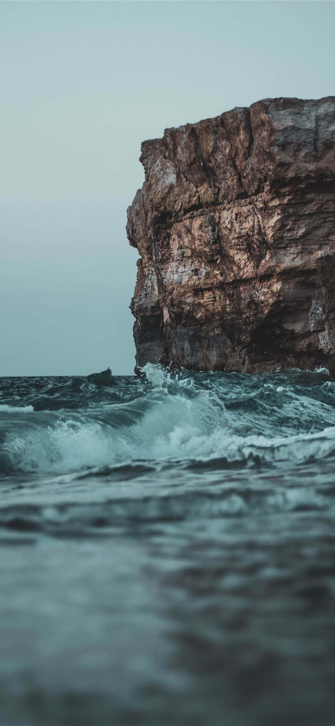 Wave, iPhone, rugged cliff face, Full HD Phone Wallpaper