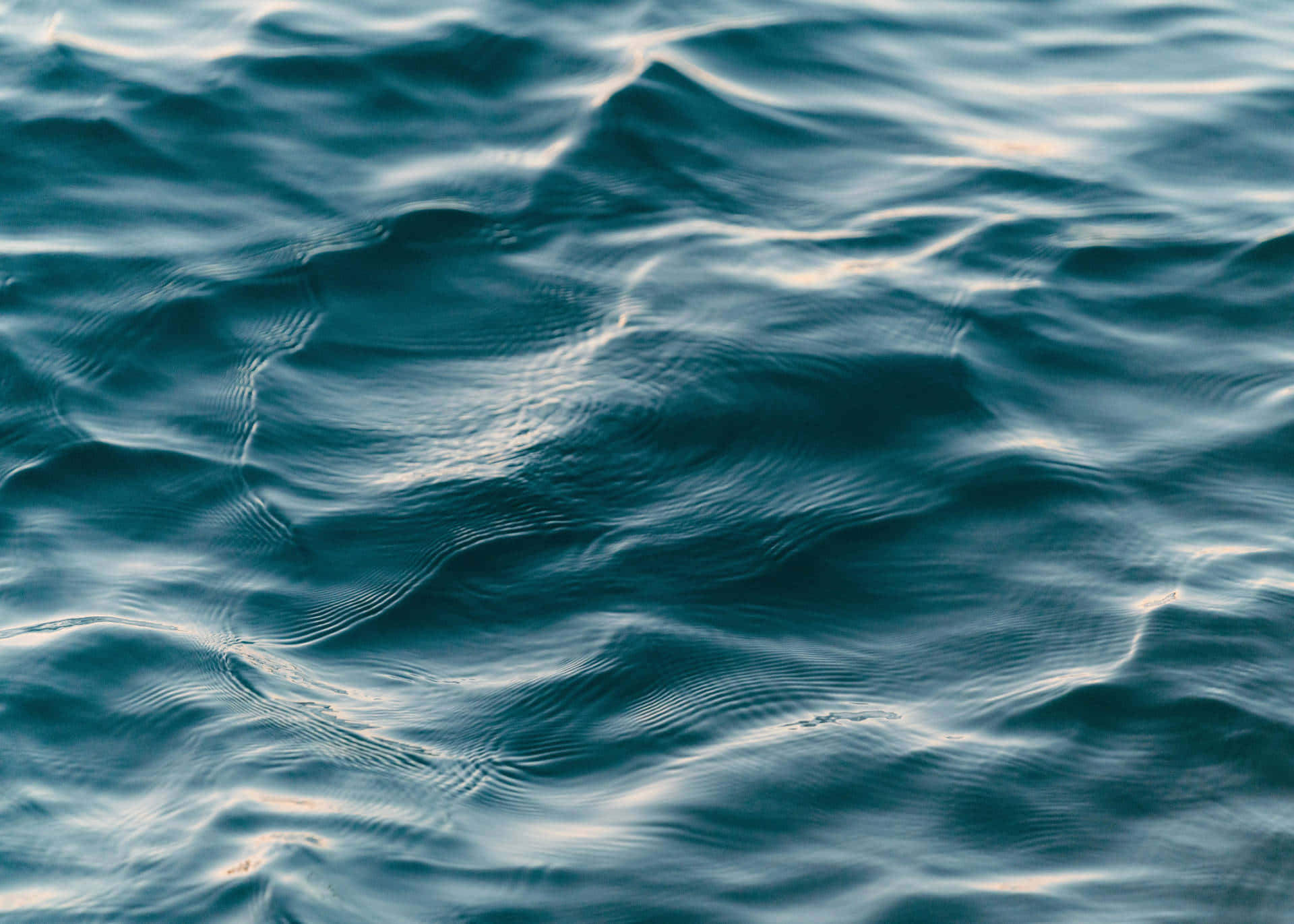 Placid Sea, deep teal, soft golden highlights, Full HD Desktop Wallpaper