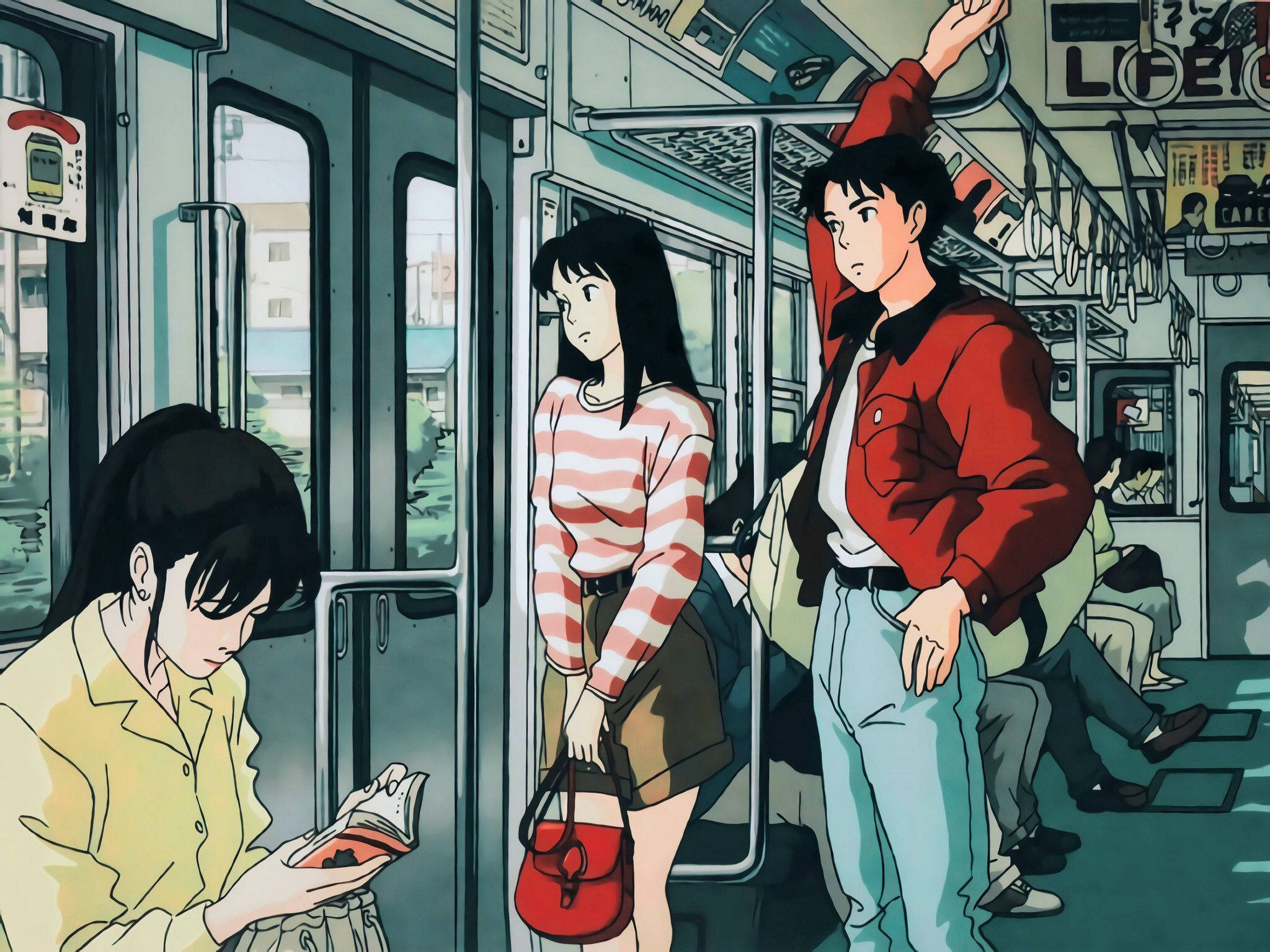 Ocean Waves, subway scene, anime-style, Full HD Desktop Wallpaper