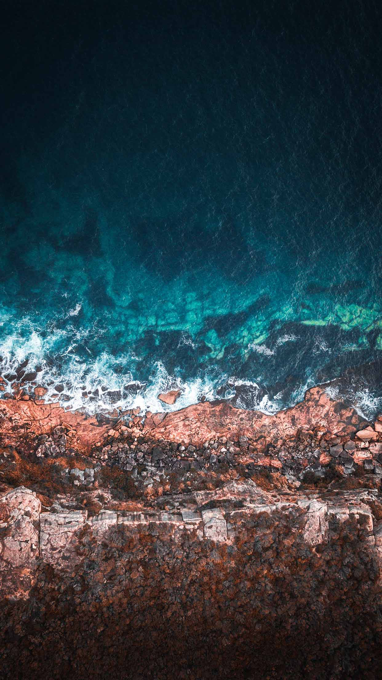 iPhone XS, Ocean Dark Blue, turquoise waves, Full HD Phone Wallpaper