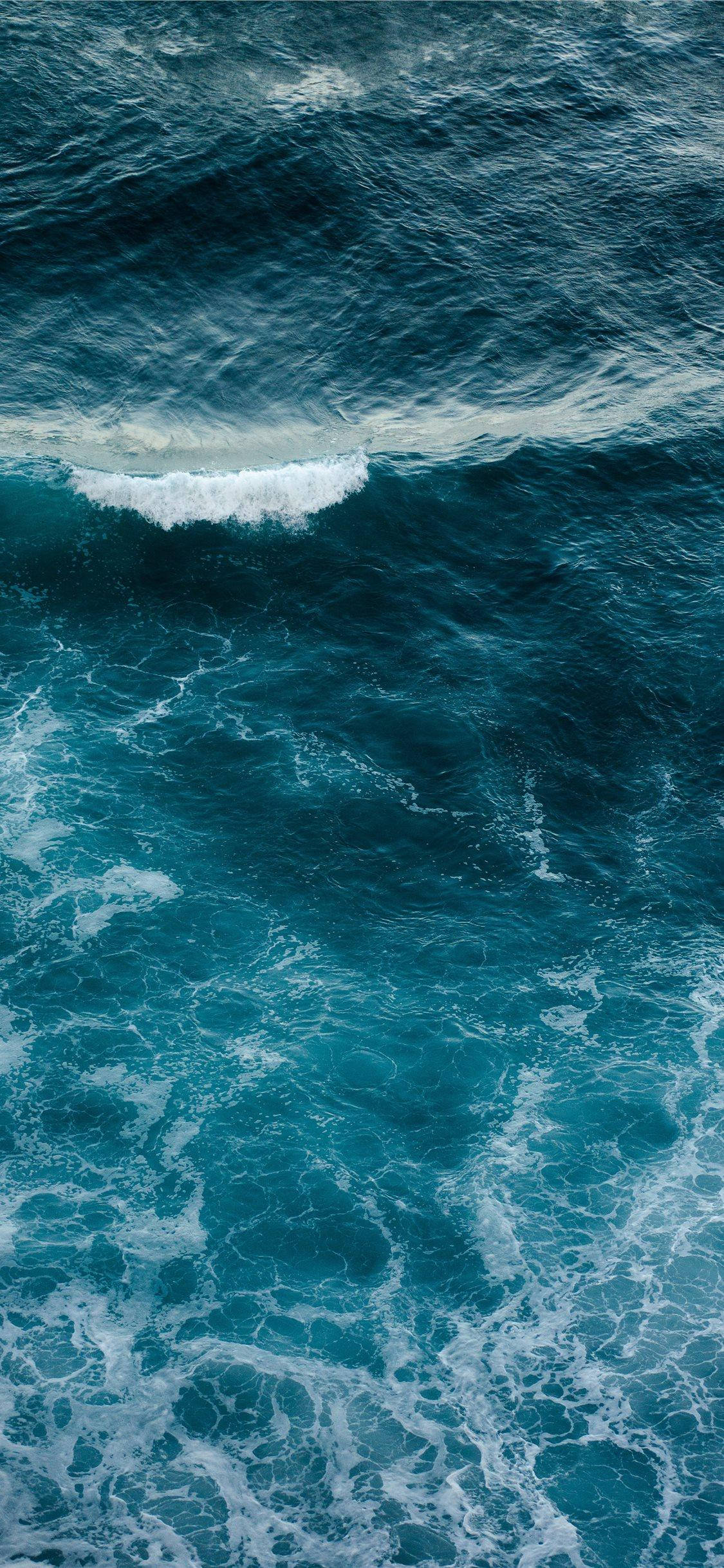 iPhone XS, Ocean Deep Blue Waves, deep blue ocean waves, Full HD Phone Wallpaper