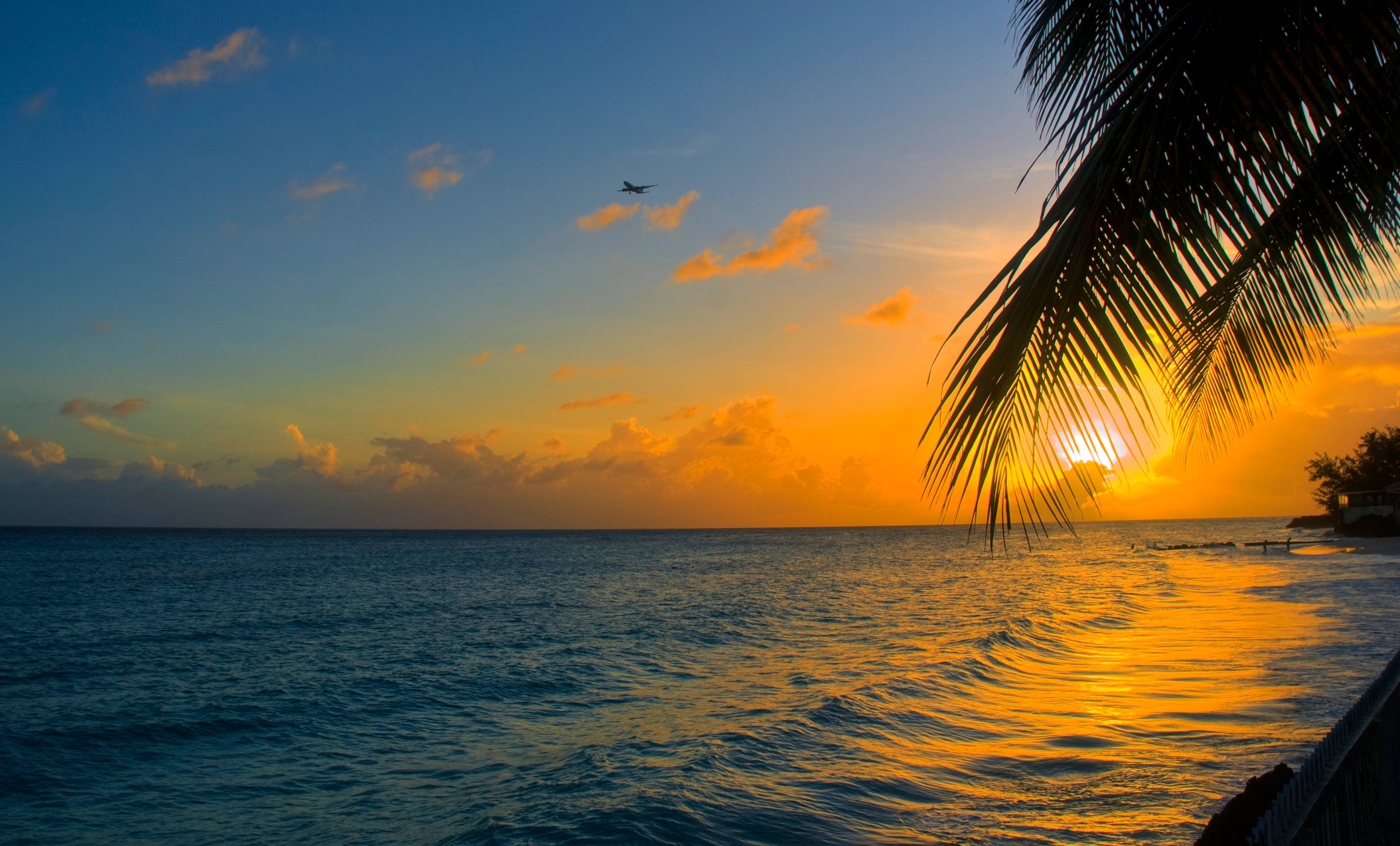 ocean sunset, tropical sunset, calm ocean waters, 2K Desktop Wallpaper