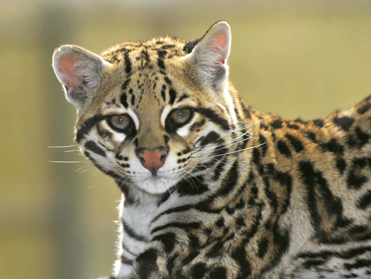 Ocelot, spotted fur, intense gaze, SD Desktop Wallpaper