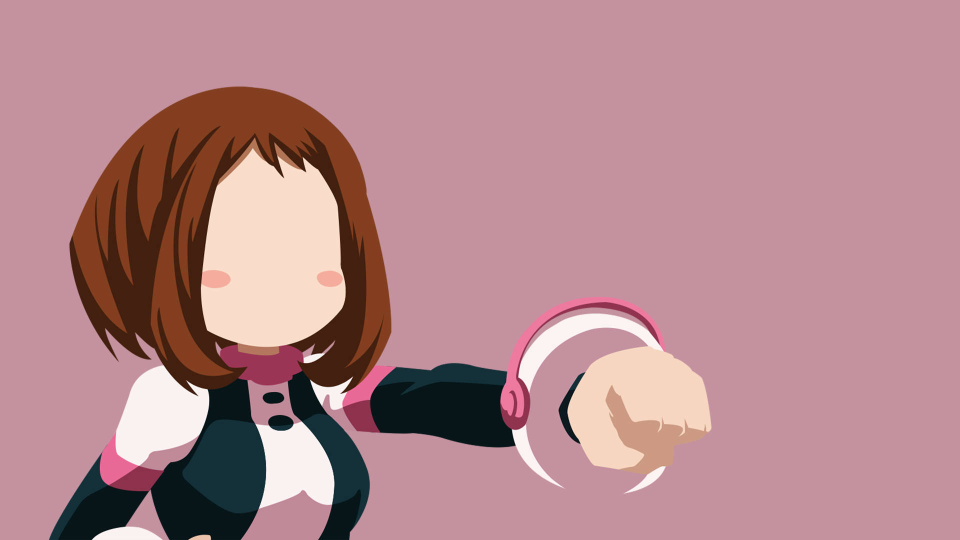 Ochaco Uraraka, pink headphones, brown bob hair, Full HD Desktop Wallpaper
