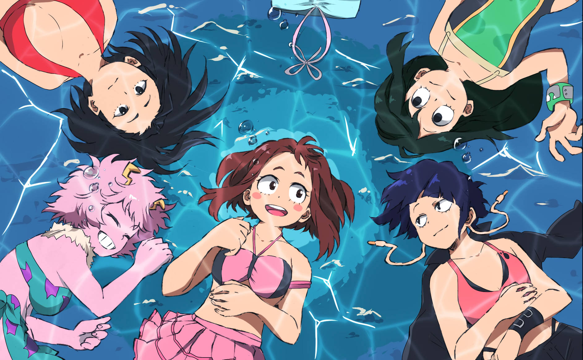 Ochaco Uraraka, anime girls, underwater, HD Desktop Wallpaper