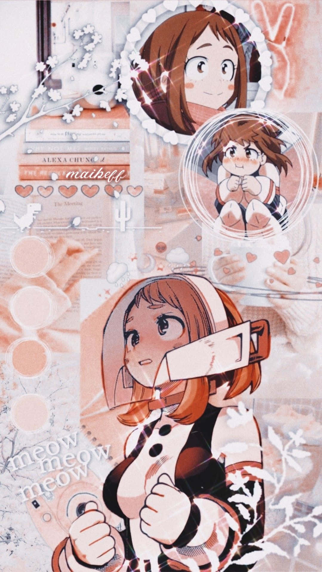 Ochaco Uraraka, brown hair, cat ears, HD Phone Wallpaper