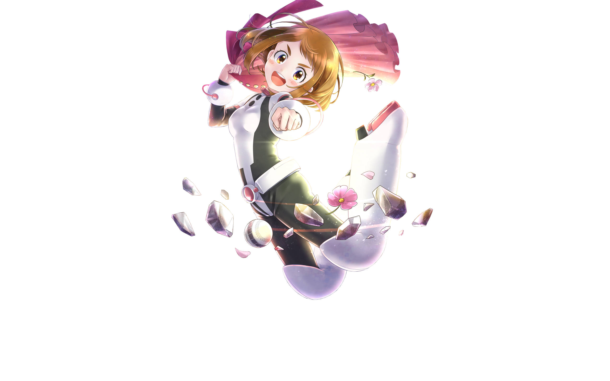 Ochaco Uraraka, zero gravity, pink bow, 2K Desktop Wallpaper