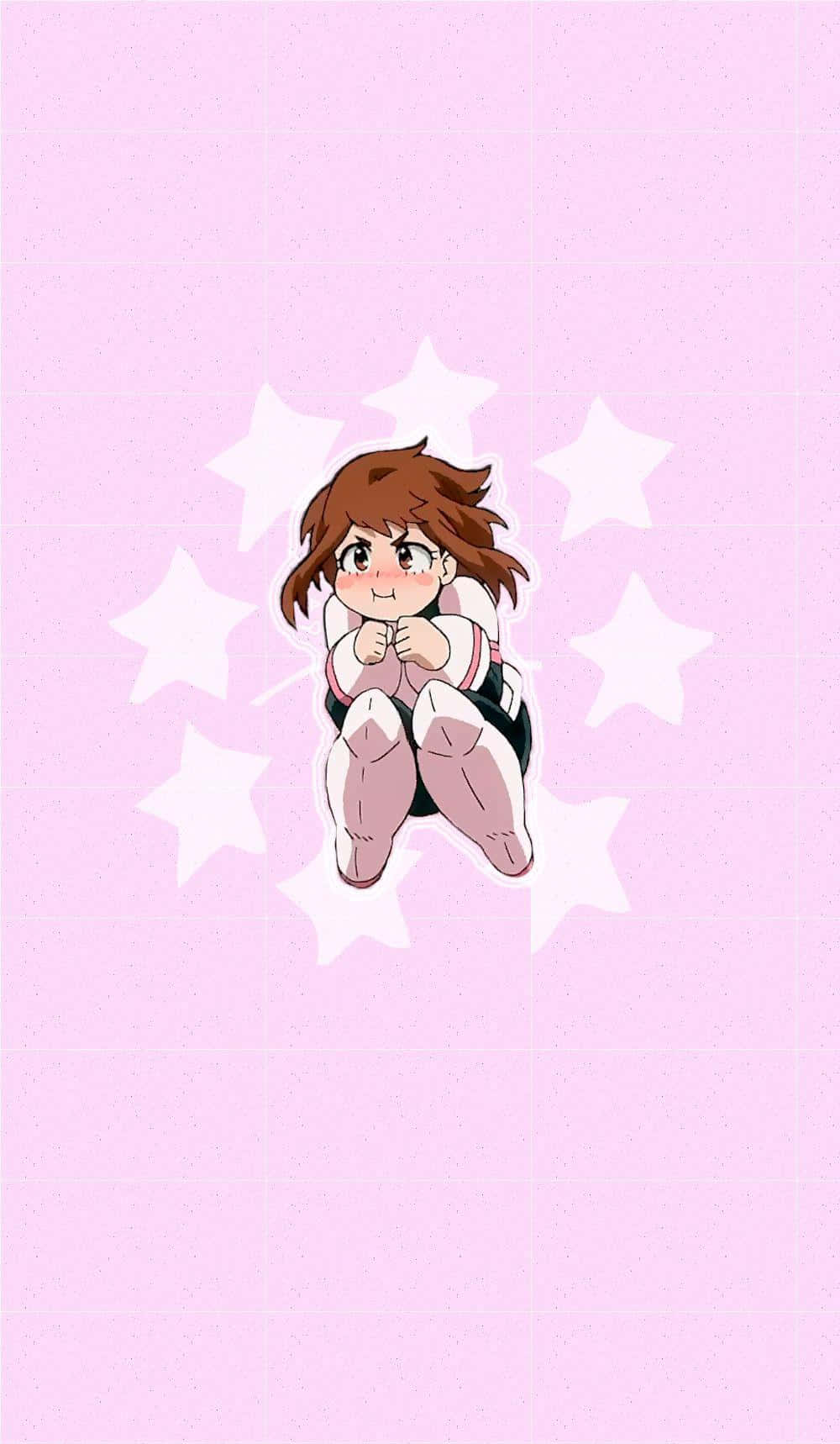 Ochaco Uraraka, brown hair, white stars, HD Phone Wallpaper