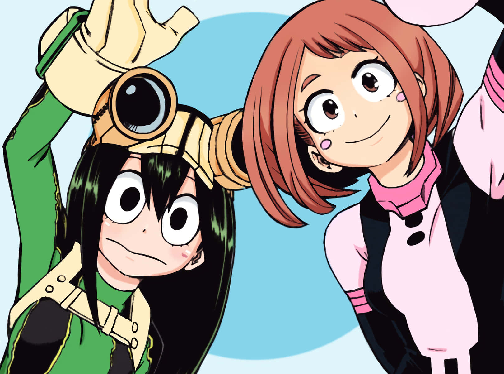 Ochaco Uraraka, green gear, binoculars, HD Desktop Wallpaper