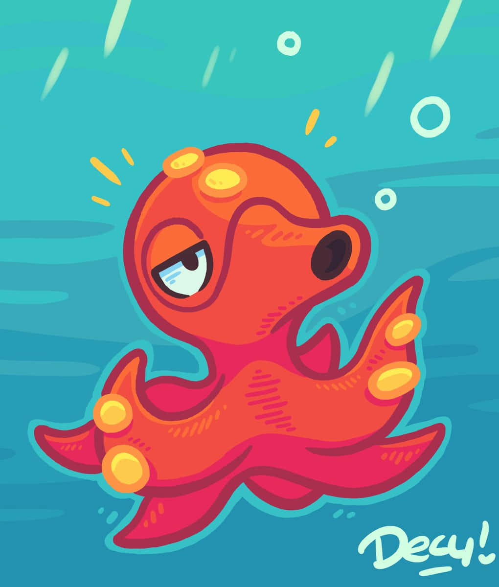 Octillery, red octopus, sleepy eyes, SD Phone Wallpaper