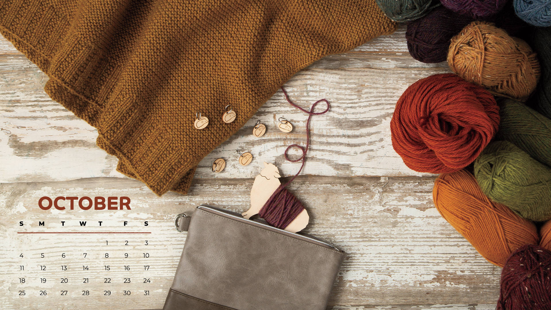 October 2020 Calendar, autumnal, knitted sweater, Full HD Desktop Wallpaper