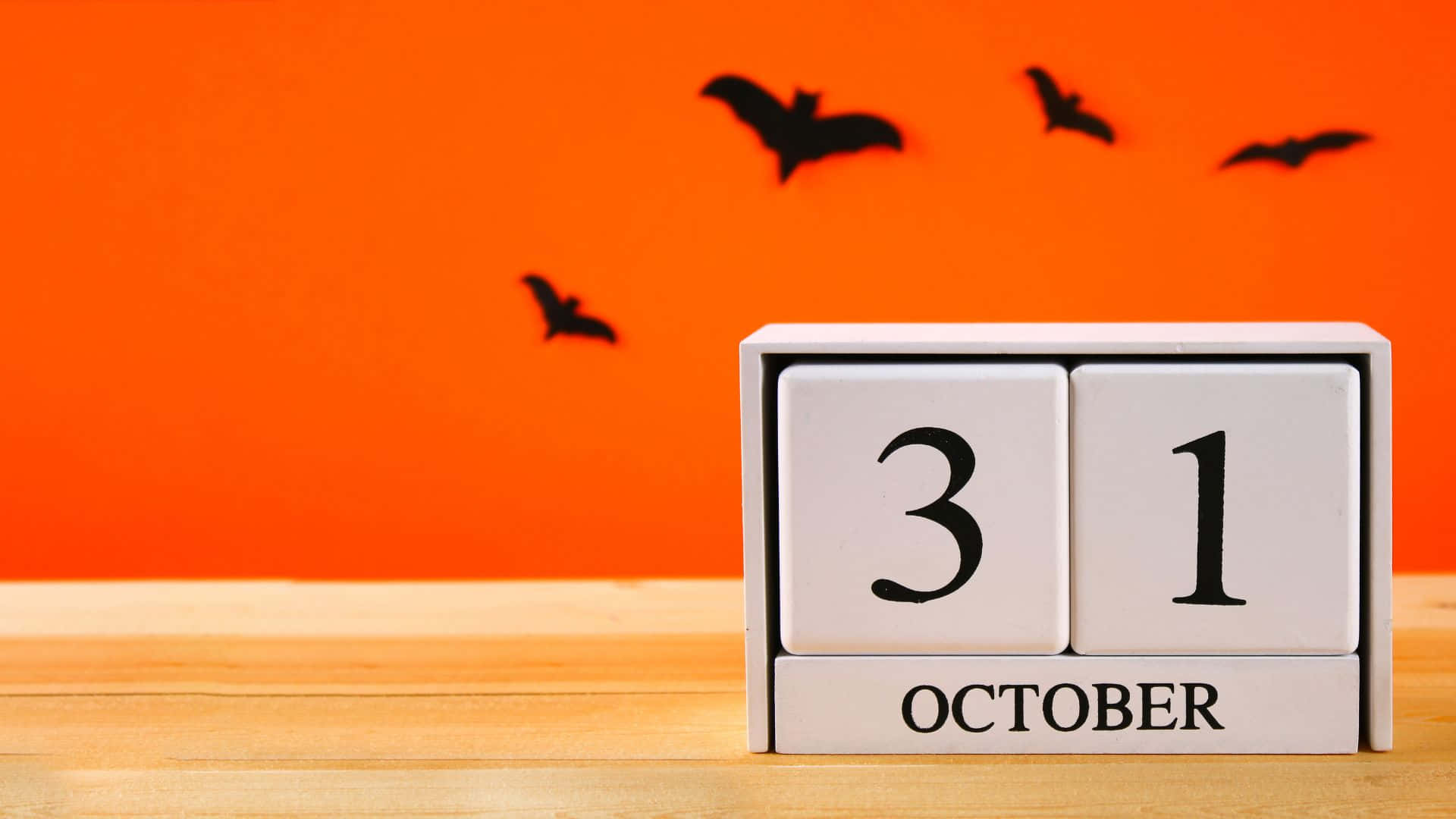 October 31st, white wooden calendar block, vibrant orange background, Full HD Desktop Wallpaper