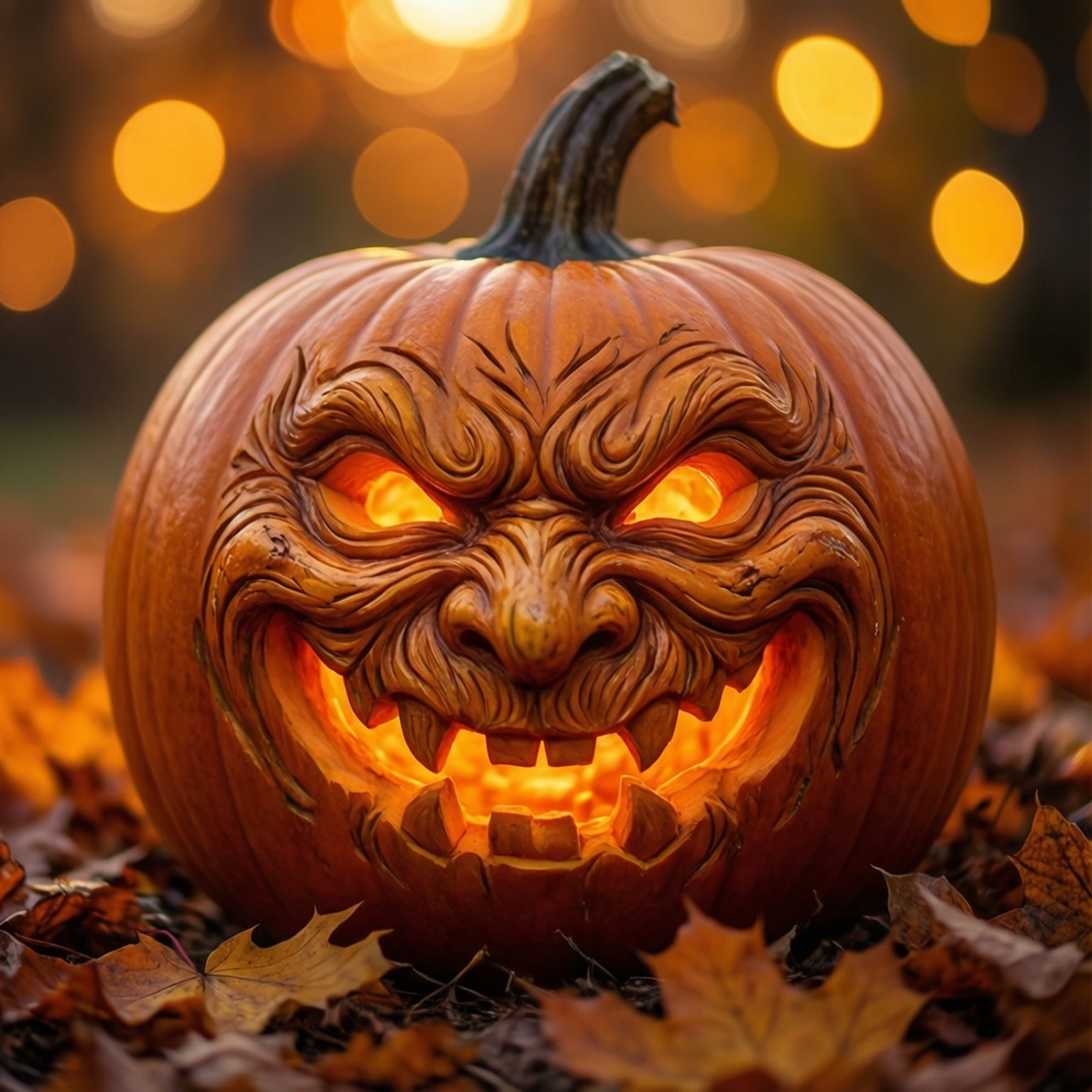 jack-o'-lantern, glowing eyes, glowing teeth, HD Desktop Wallpaper