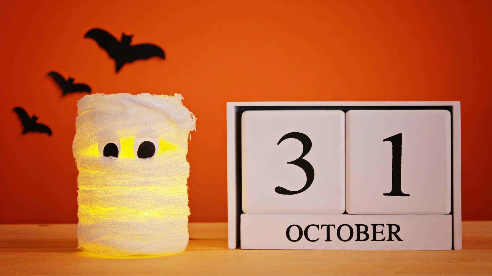 October 31st, mummy lantern, white block calendar, Full HD Desktop Wallpaper