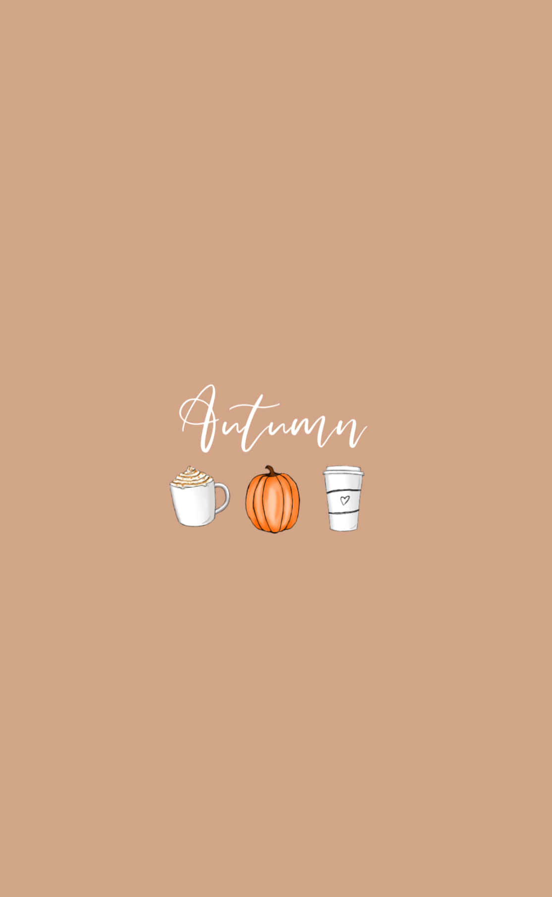 October Aesthetic, pumpkin, coffee cups, HD Phone Wallpaper