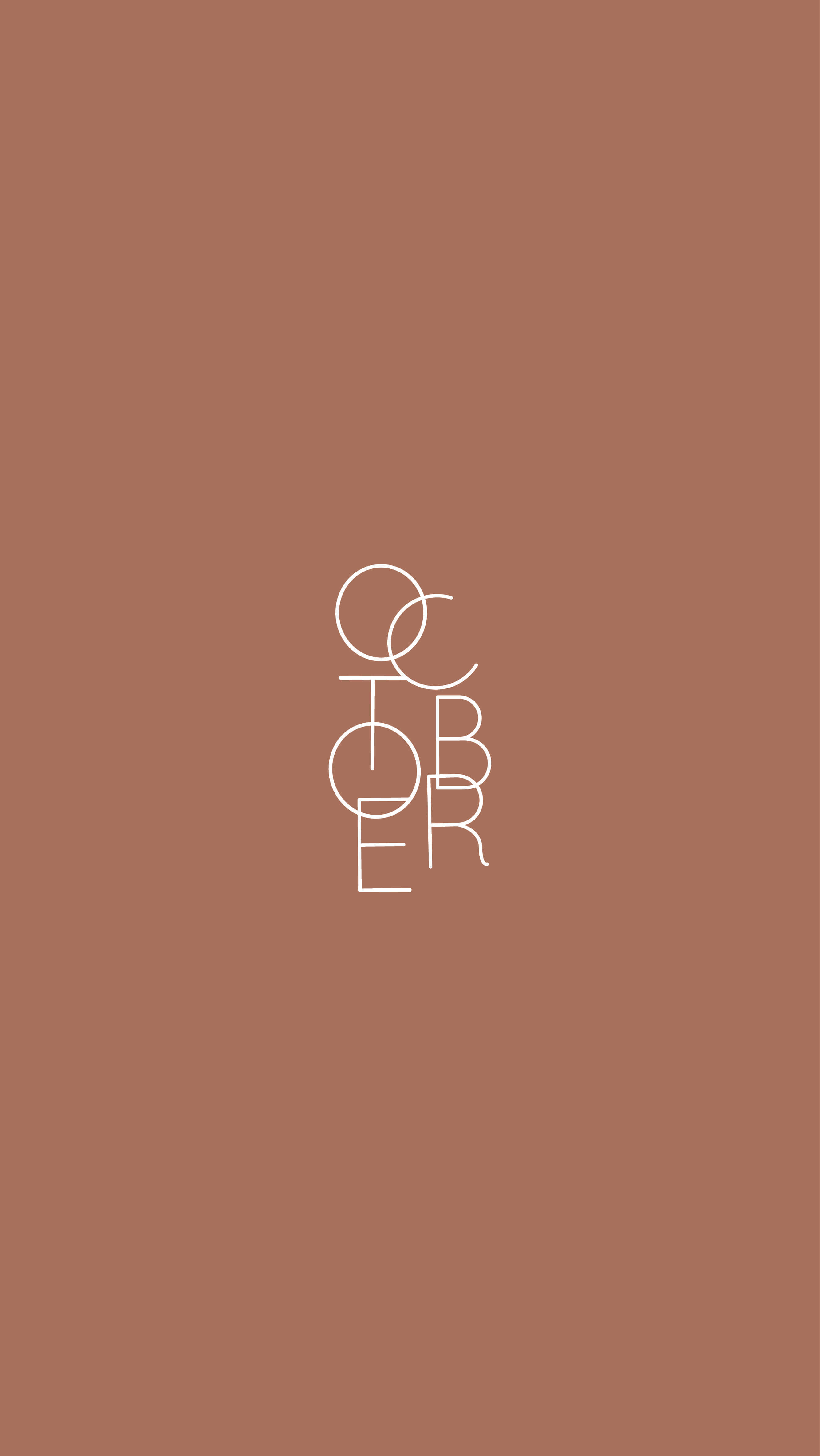 October Aesthetic, terracotta, white line art, 4K Phone Wallpaper