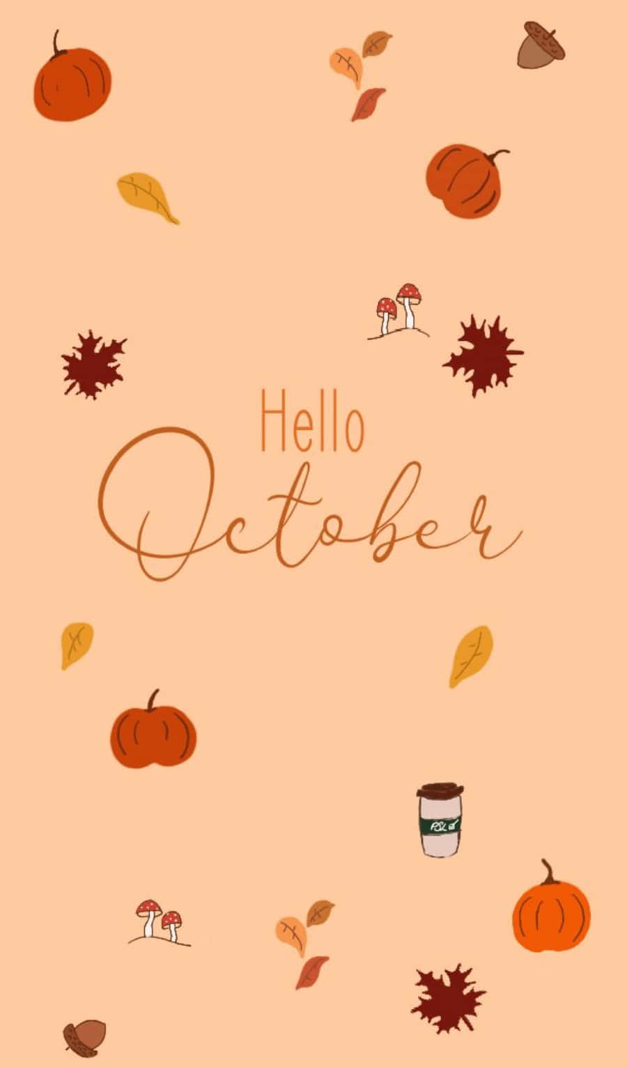 October Aesthetic, peach, pumpkins, HD Phone Wallpaper
