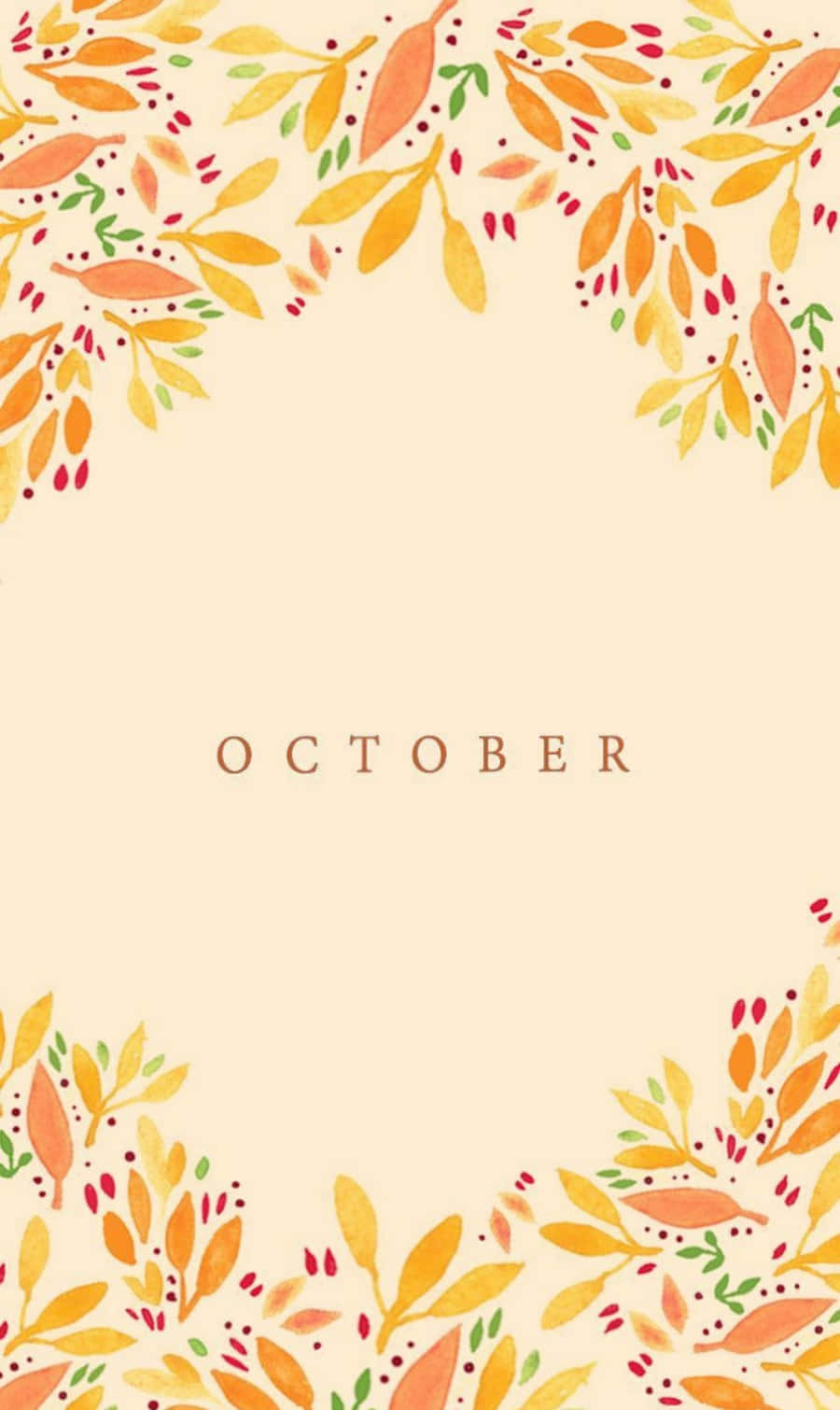 October, autumn leaf border, watercolor, HD Phone Wallpaper