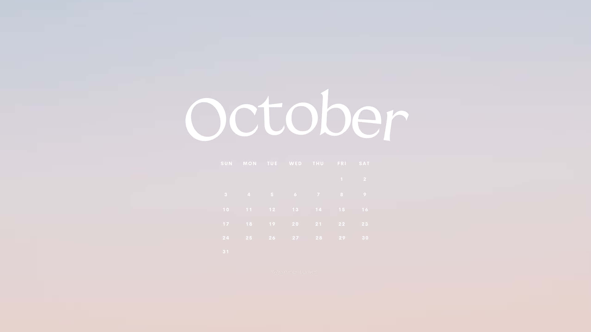 October, calendar, soft pastel gradient background, Full HD Desktop Wallpaper