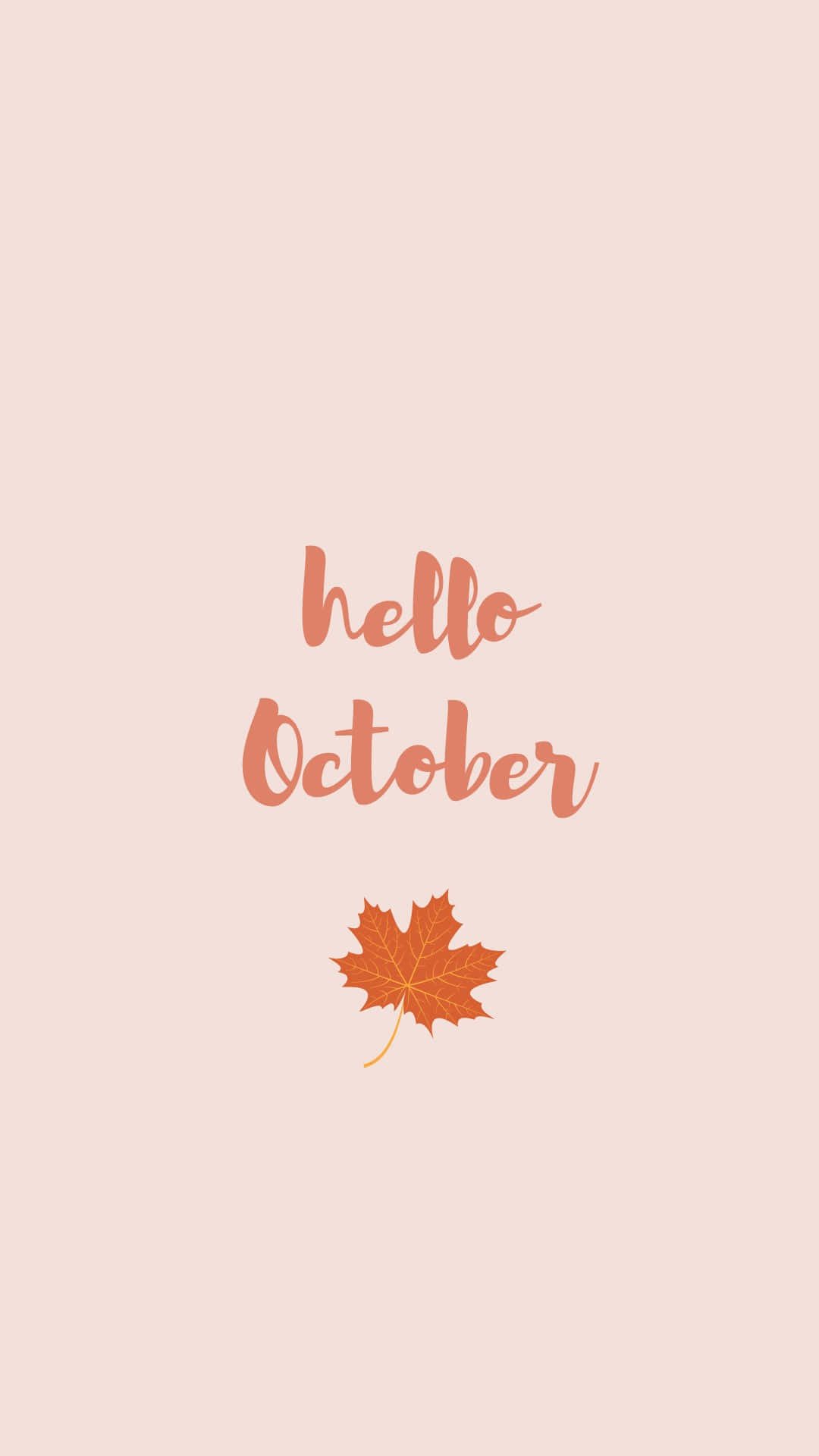 October iPhone, peach background, coral script, Full HD Phone Wallpaper