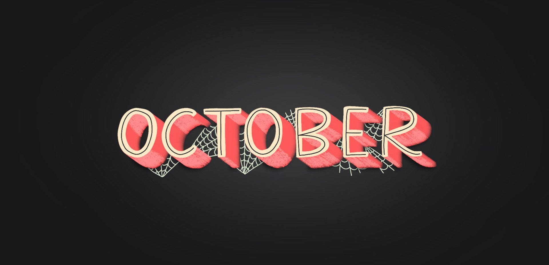 October, red 3d letters, spiderwebs, Full HD Desktop Wallpaper