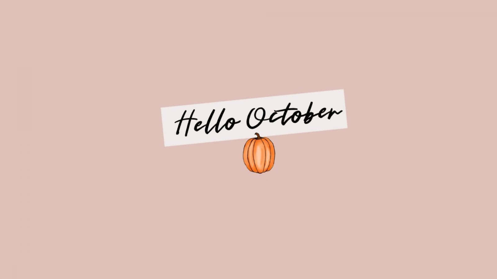 October, peach background, white banner, HD Desktop Wallpaper
