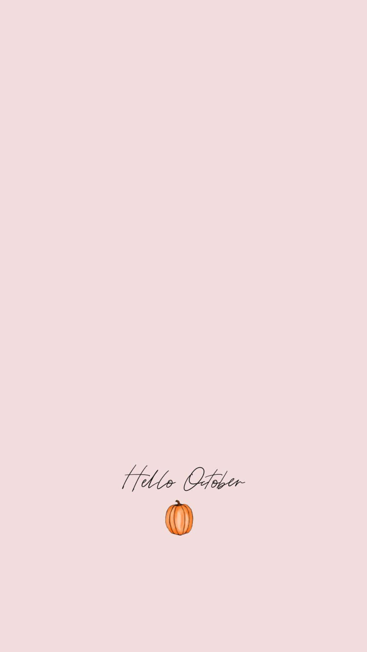 October, peach background, orange pumpkin, Full HD Phone Wallpaper