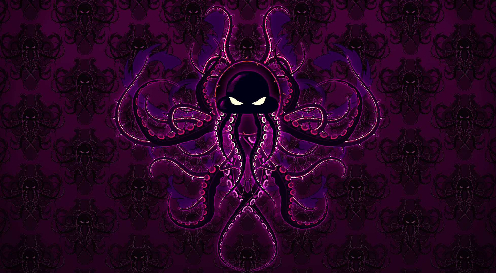 purple octopus, glowing purple octopus, glowing eyes, Full HD Desktop Wallpaper