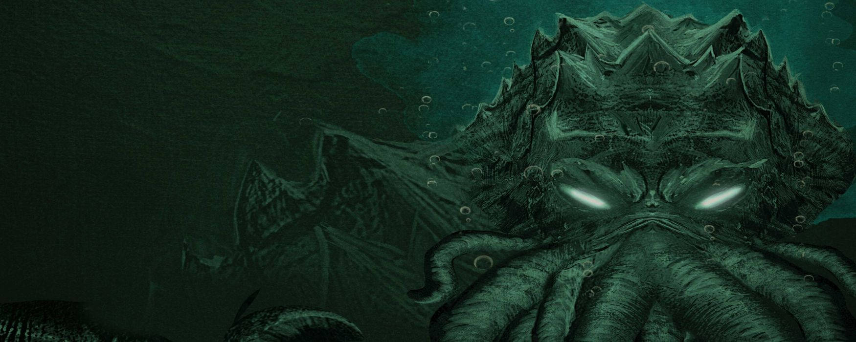 monster octopus, glowing eyes, jagged tentacles, HD Desktop Wallpaper