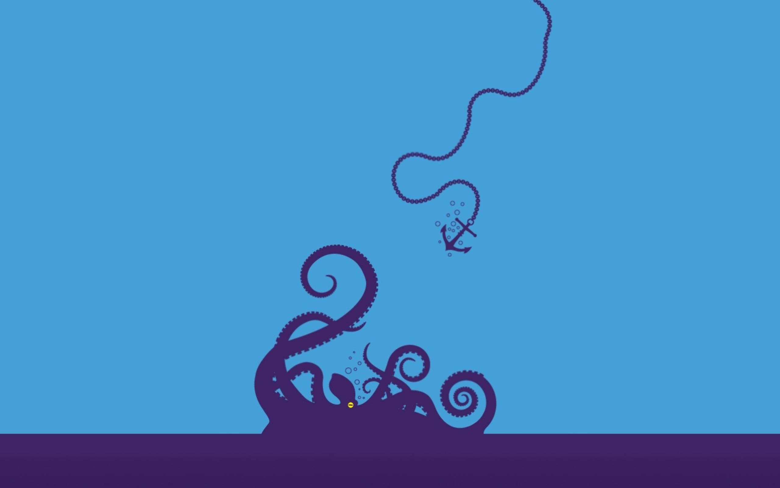 bluish octopus, purple octopus, swirling tentacles, 2K Desktop Wallpaper