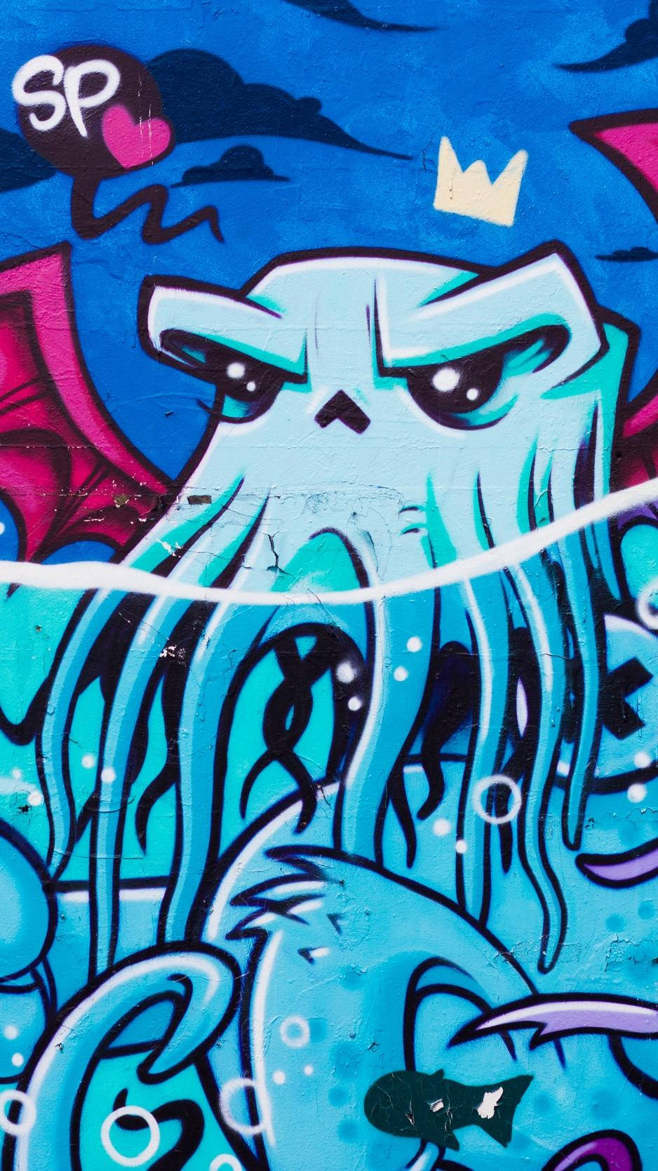 blue octopus, angry eyes, tentacles, HD Phone Wallpaper