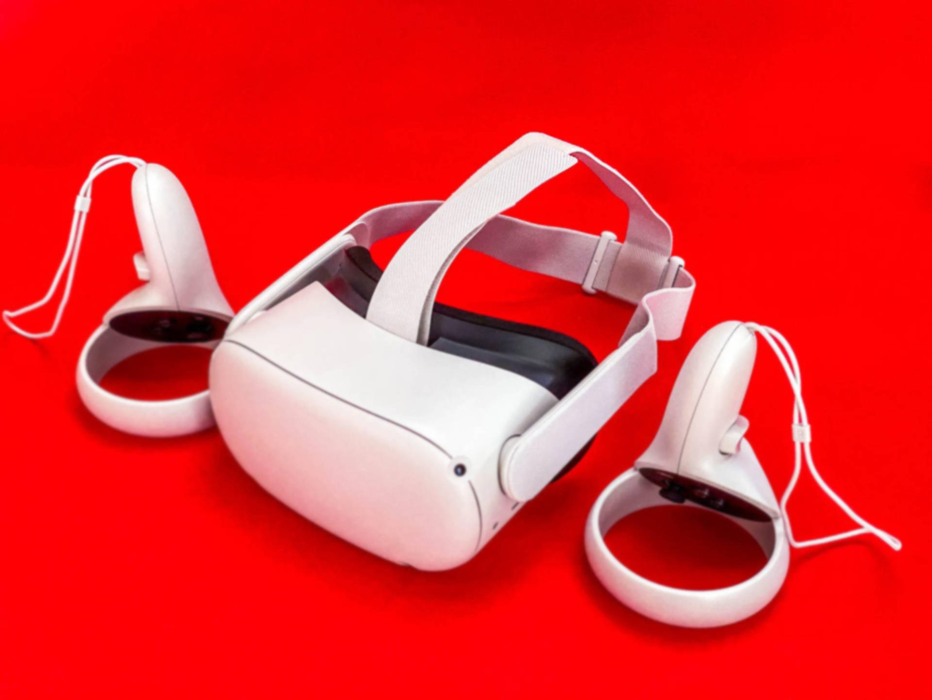 Oculus Quest 2, white VR headset, controllers, Full HD Desktop Wallpaper