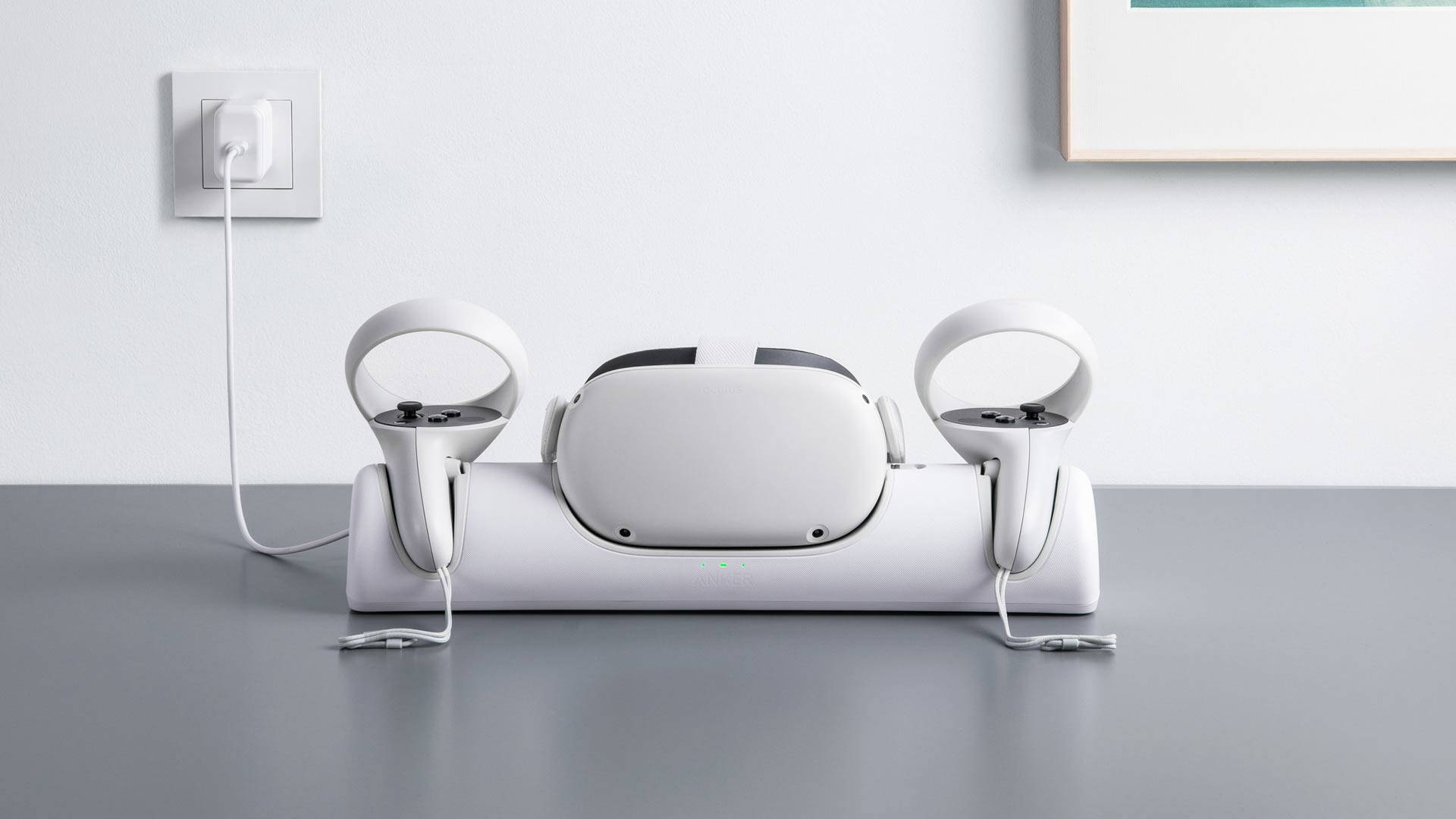 Oculus Quest 2, charging dock, white VR headset, Full HD Desktop Wallpaper